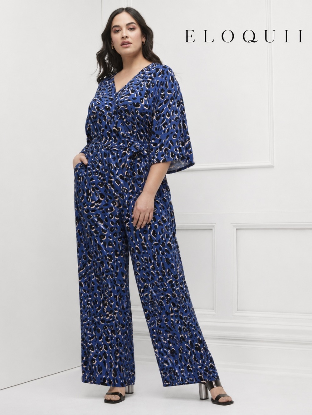 ELOQUII ELEMENTS – Blue Animal Print Jumpsuit – Size 28